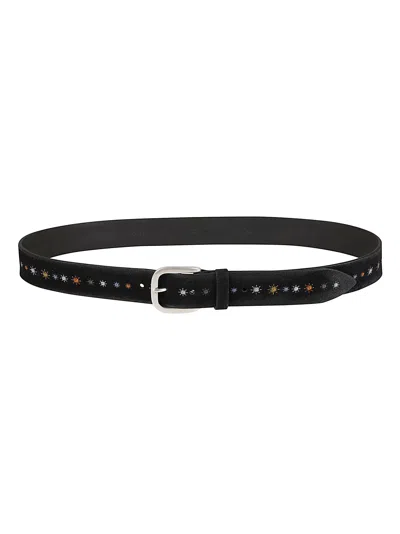 Orciani Hunting Asterisk Calf Leather Belt In Black