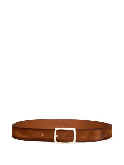 Orciani Hunting Reversible Suede Leather Belt In Pattern