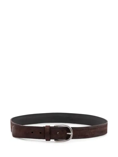 Orciani Hunting Suede Belt In T.moro