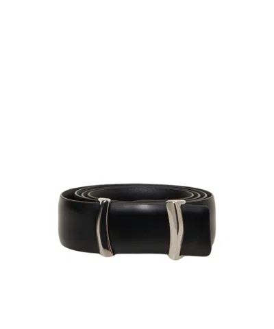 Orciani Iconic Brackets Formal Leather Belt In Black