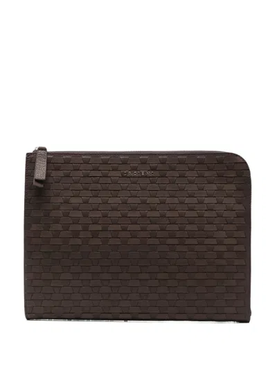 Orciani Interwoven-design Laptop Bag In Brown