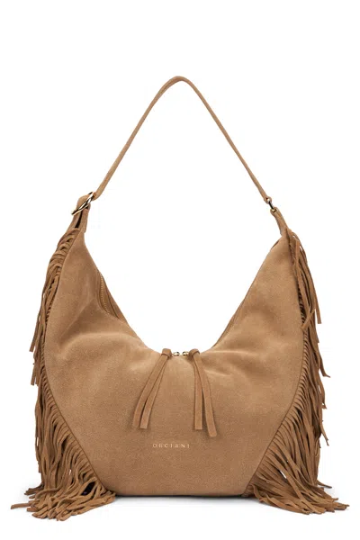 Orciani Isola Bag In Suede With Fringes