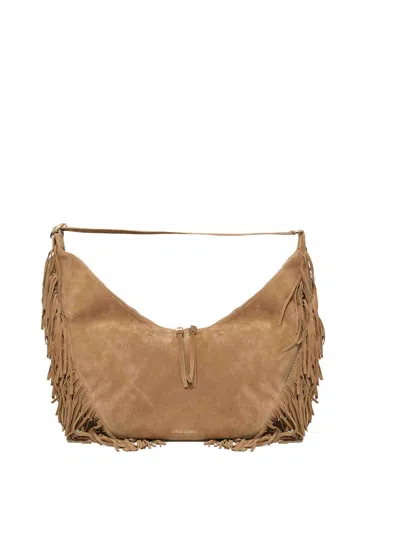 Orciani Isola Peach Fringe Small Shoulder Bag In Pink