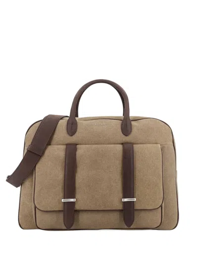 Orciani Jones Safari Flap Pocket Suede Holdalls In Brown