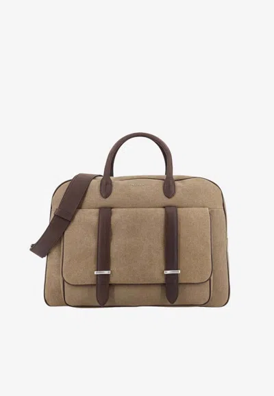 Orciani Front Pocket Laptop Bag In Brown