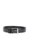 Orciani Brushed Leather Belt With Rectangular Buckle In Blue