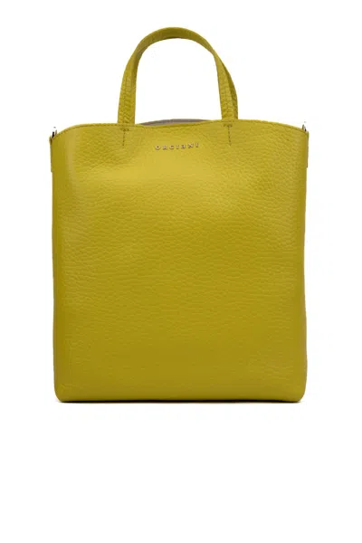 Orciani Ladylike S Soft Shopper In Yellow Leather In Giallo