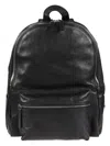 Orciani Black Micron Front Pocket Leather Backpack In Black