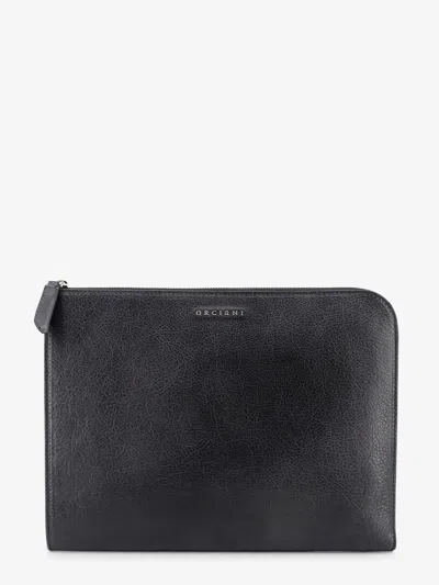 Orciani Lagoon Leather Briefcase In Black