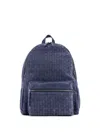 Orciani Suede Backpack Woven Texture Leather Handle In Blue
