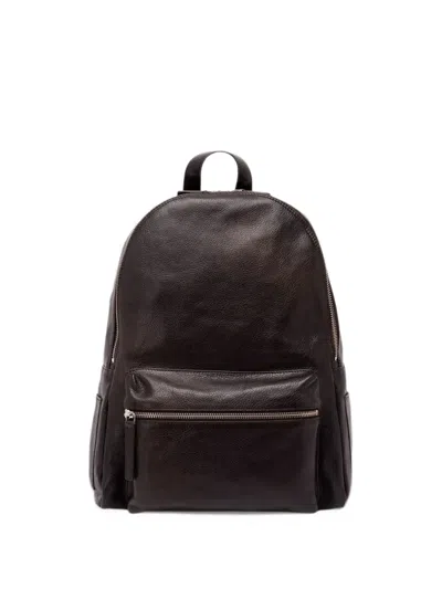 Orciani Laio Lagoon Pebbled-leather Backpack In Blue