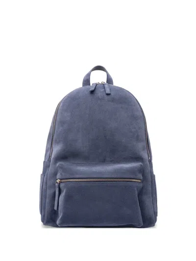 Orciani Laio Suede Zip Backpack In Blue