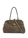 Orciani Taupe Suede Leather Bag With Handles In Brown