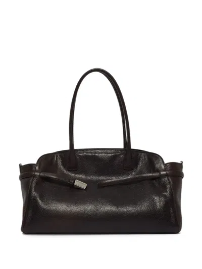 Orciani Large Aura Lagoon Embossed-leather Tote Bag In Brown