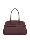 Orciani Bordeaux Leather Hand Bag With Metallic Detailing In Red