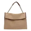Orciani Large Venus Soft Leather-trim Shoulder Bag In Neutral