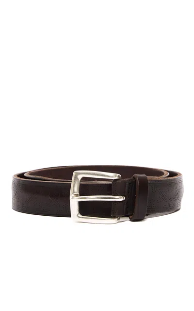 Orciani Laser-cut Leather Casual Belt In Brown