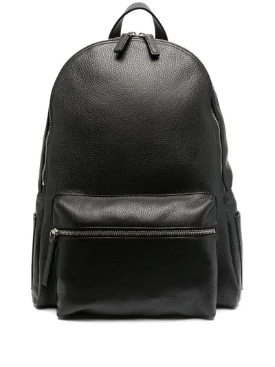 Orciani Leather Backpack In Black