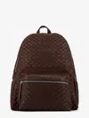 Orciani Leather Backpack With Intrecciato Motif In Brown