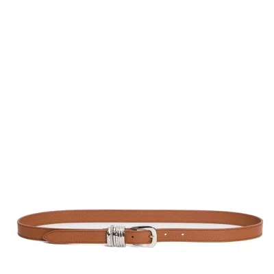 Orciani Leather Belt With Distinctive Oval Silver Buckle In Brown