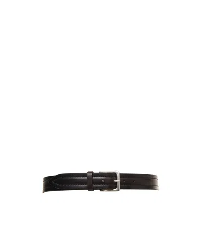 Orciani Leather Belt With Raised Seams In Black