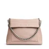Orciani Leather Blush Handbag With Silver Chain Handle In White