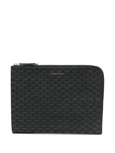 Orciani Leather Briefcase In Black
