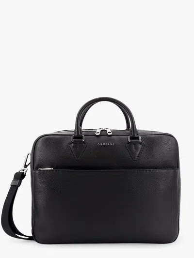 Orciani Leather Briefcase With Frontal Logo