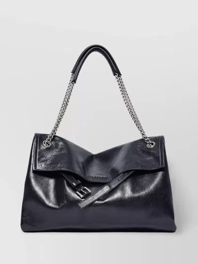Orciani Leather Chain Strap Shoulder Bag In Black