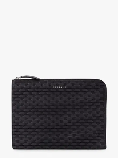 Orciani Leather Document Case With Interwined Motif
