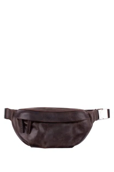Orciani Leather Pouch In Brown