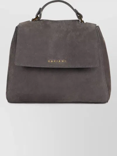 Orciani Leather Shoulder Bag In Gray