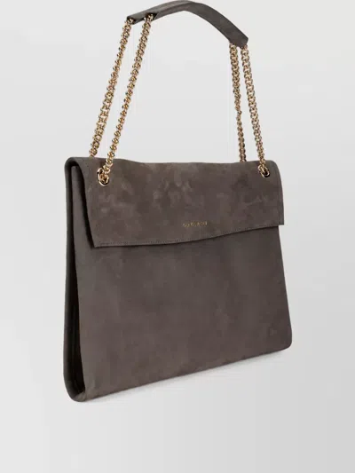 Orciani Leather Shoulder Bag In Gray