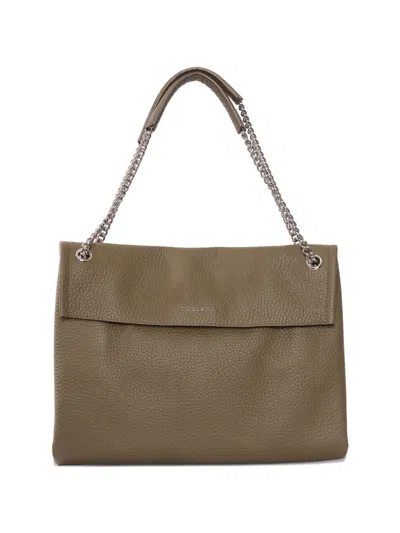 Orciani Leather Shoulder Bag In Green
