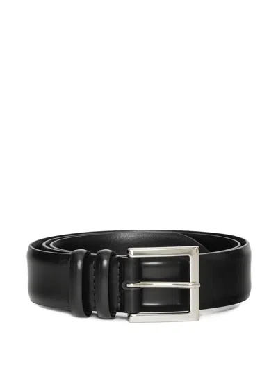 Orciani Leather Square-buckle Belt In Black