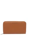 Orciani Textured Finish Zip Purse In Brown