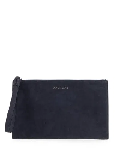 Orciani Leather Wristlet Clutch Bag In Black