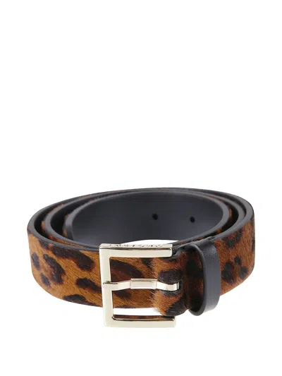 Orciani Leopard-print Leather Belt In Brown
