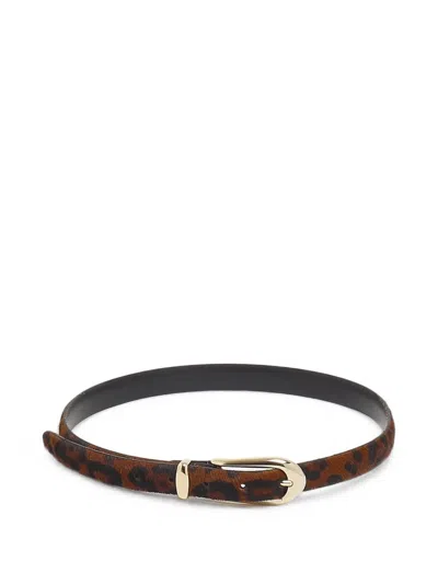 Orciani Leopard-print Calf Hair Belt In Brown
