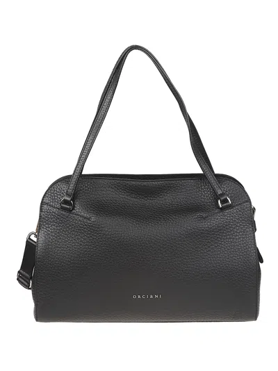 Orciani Lido Medium Textured Leather Handbag In Black