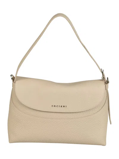 Orciani Logo Flap Shoulder Bag In White