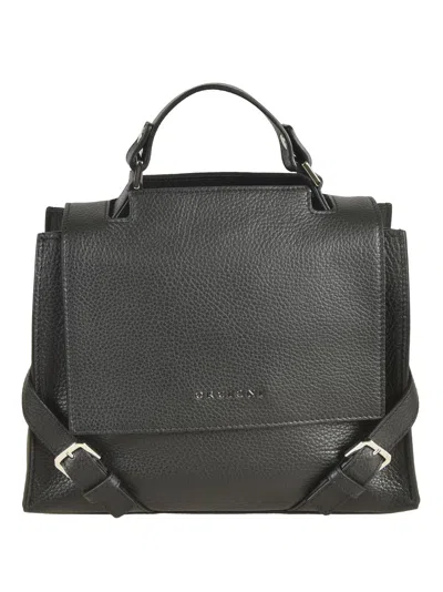 Orciani Logo Flap Tote In Black