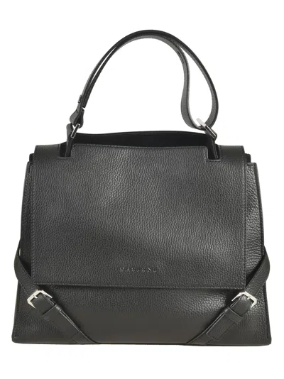 Orciani Logo Flap Tote In Black