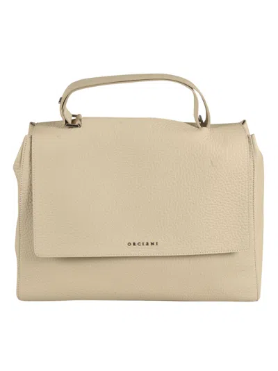 Orciani Logo Flap Tote In Ivory
