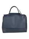 Orciani Sveva Medium Blue Leather Shoulder Bag In Navy