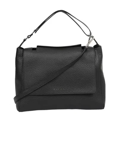Orciani Logo Flip Shoulder Bag In Black