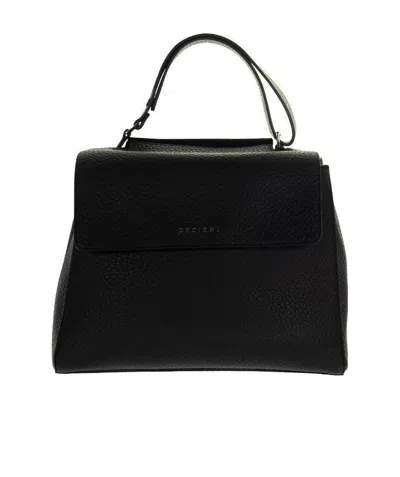 Orciani Logo Handbag In Black