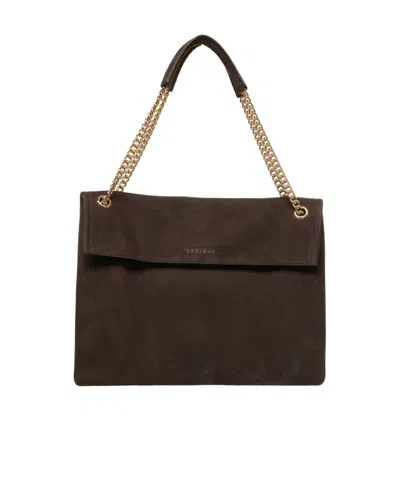 Orciani Logo Lettering Chain Linked Tote Bag In Brown
