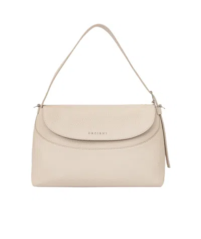 Orciani Logo-lettering Shoulder Bag In Nude