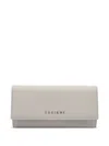 Orciani Flap Textured Finish Zip Purse In White